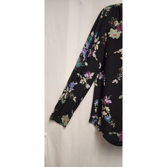 Ann Taylor LOFT Floral Keyhole Tunic Blouse Top Size Small Multicolor Black - Picture 8 of 10